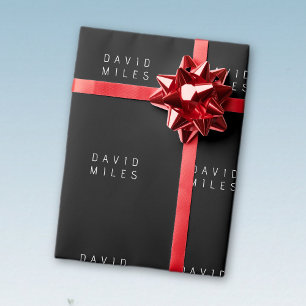 Moderne minimalistische bewerkbare naam   Zwart &  Cadeaupapier
