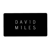 Moderne minimalistische bewerkbare naam | Zwart &  Etiket (Voorkant)