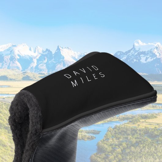 Moderne minimalistische bewerkbare naam | Zwart &  Golfheadcover