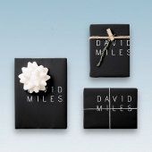 Moderne minimalistische bewerkbare naam | Zwart & Inpakpapier Vel