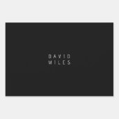 Moderne minimalistische bewerkbare naam | Zwart & Inpakpapier Vel (Voorkant)