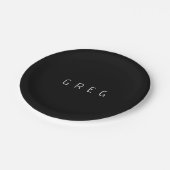 Moderne minimalistische bewerkbare naam | Zwart &  Papieren Bordje (Gekanteld)