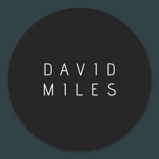 Moderne minimalistische bewerkbare naam | Zwart &  Ronde Sticker