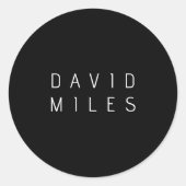 Moderne minimalistische bewerkbare naam | Zwart &  Ronde Sticker (Voorkant)