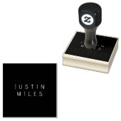 Moderne minimalistische bewerkbare naam | Zwart &  Rubberstempel (Gestempeld)