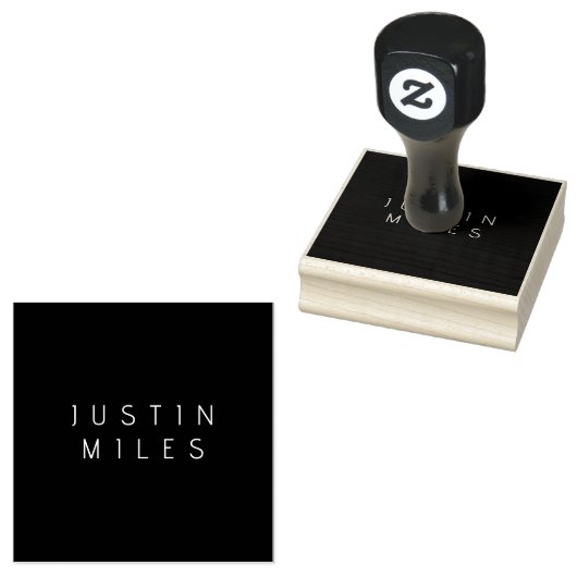 Moderne minimalistische bewerkbare naam | Zwart & Rubberstempel (Gestempeld)