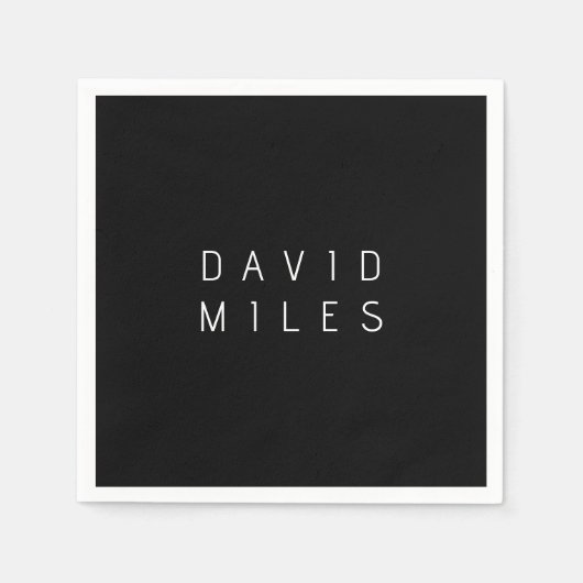 Moderne minimalistische bewerkbare naam | Zwart &  Servet (Voorkant)
