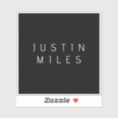 Moderne minimalistische bewerkbare naam | Zwart &  Sticker (Vel)