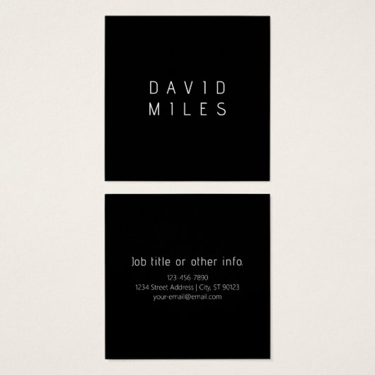 Moderne minimalistische bewerkbare naam | Zwart &  Vierkante Visitekaartjes (Voorkant /achterkant)
