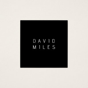 Moderne minimalistische bewerkbare naam Zwart & Vierkante Visitekaartjes