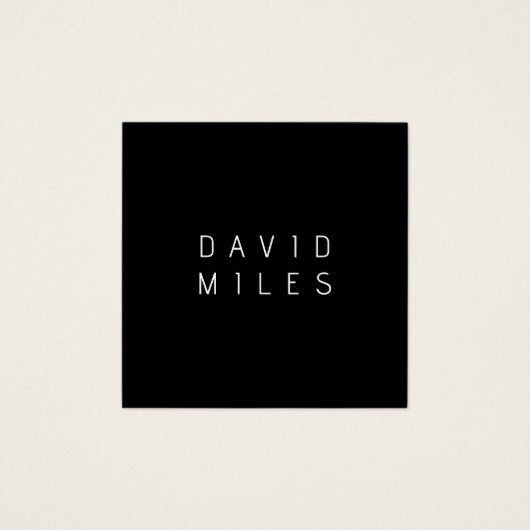 Moderne minimalistische bewerkbare naam | Zwart &  Vierkante Visitekaartjes (Voorkant)