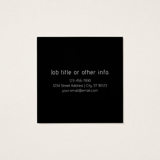 Moderne minimalistische bewerkbare naam | Zwart &  Vierkante Visitekaartjes (Achterkant)