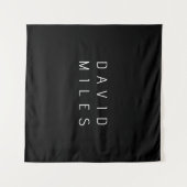 Moderne minimalistische bewerkbare naam | Zwart &  Wandkleed (Voorkant (horizontaal))