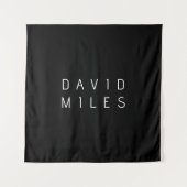 Moderne minimalistische bewerkbare naam | Zwart &  Wandkleed (Voorkant)