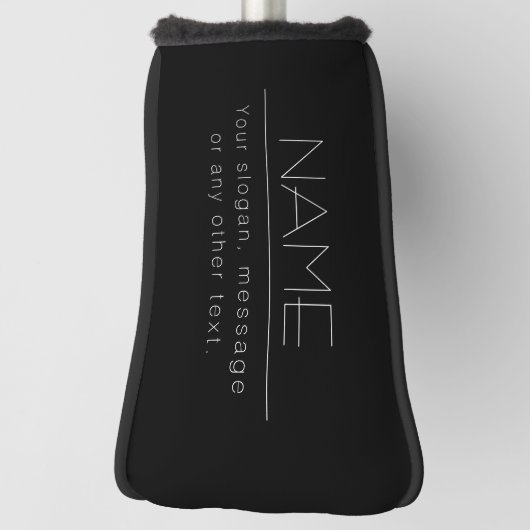 Moderne minimalistische bewerkbare tekst | Zwart & Golfheadcover (Draai 90)