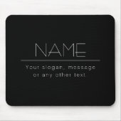 Moderne minimalistische bewerkbare tekst | Zwart & Muismat (Voorkant)