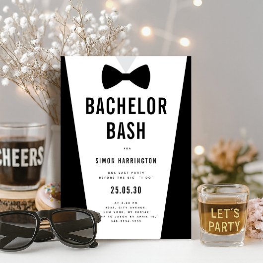 Moderne minimalistische Big Bold Bachelor Bash Par Kaart