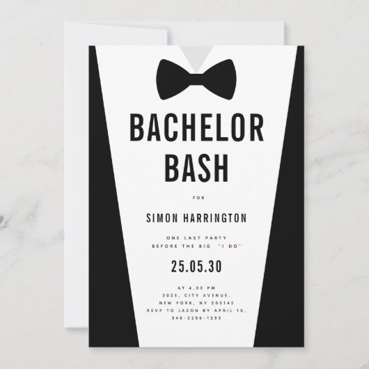 Moderne minimalistische Big Bold Bachelor Bash Par Kaart (Voorkant)