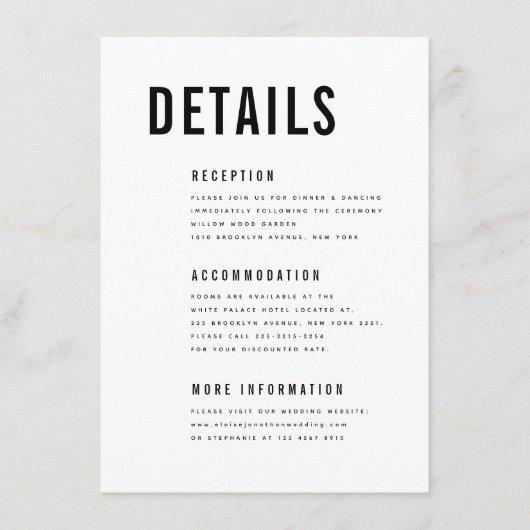 Moderne minimalistische Big Bold Monogram Chic Det Informatiekaartje (Voorkant)