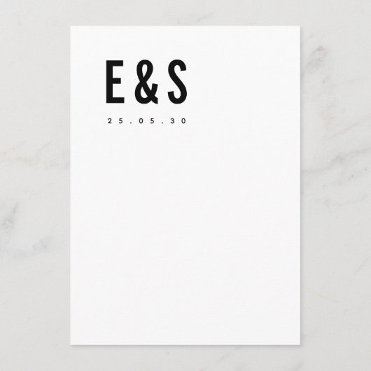 Moderne minimalistische Big Bold Monogram Chic Det Informatiekaartje (Achterkant)