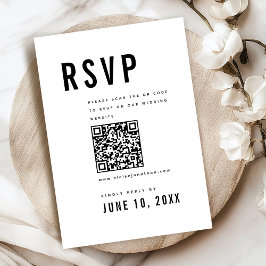 Moderne minimalistische Big Bold Monogram Chic QR- RSVP Kaartje
