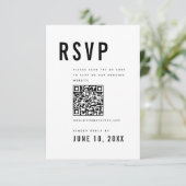 Moderne minimalistische Big Bold Monogram Chic QR- RSVP Kaartje (Staand voorkant)