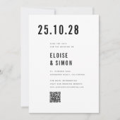 Moderne minimalistische Big Bold Monogram Chic QR- Save The Date (Voorkant)