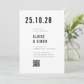 Moderne minimalistische Big Bold Monogram Chic QR- Save The Date (Staand voorkant)