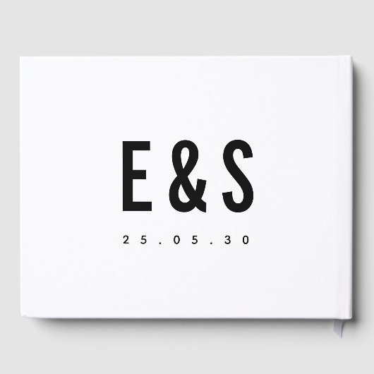 Moderne minimalistische Big Bold Monogram Chic Wed Gastenboek (Achterkant)