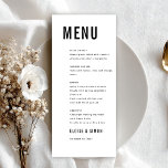 Moderne minimalistische Big Bold Monogram Chic Wed Menu<br><div class="desc">Maak uw receptie tafelblad compleet met deze moderne zwart-wit trouwkaart. Het gedurfde lettertype en de strakke lay-out creëer hebben een opvallende maar toch elegante look,  perfect voor hedendaagse en formele bruiloften. Pas het aan met uw maaltijdselecties.</div>