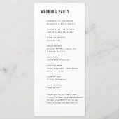 Moderne minimalistische Big Bold Monogram Chic Wed Programmakaart (Achterkant)