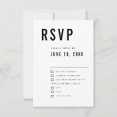 Moderne minimalistische Big Bold Monogram Chic Wed RSVP Kaartje (Voorkant)