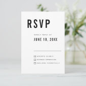 Moderne minimalistische Big Bold Monogram Chic Wed RSVP Kaartje (Staand voorkant)