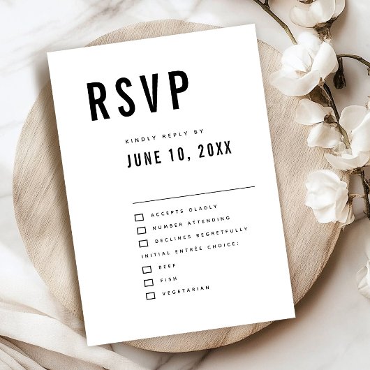 Moderne minimalistische Big Bold Monogram Chic Wed RSVP Kaartje