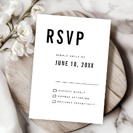 Moderne minimalistische Big Bold Monogram Chic Wed RSVP Kaartje