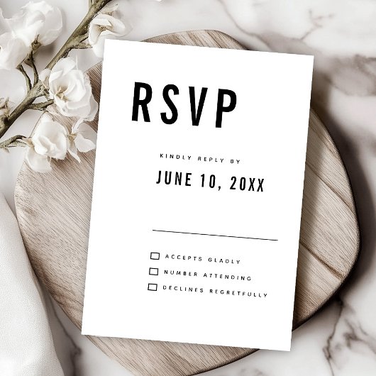 Moderne minimalistische Big Bold Monogram Chic Wed RSVP Kaartje