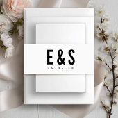 Moderne minimalistische Big Bold Monogram Chic Wed Uitnodigingen Wikkel
