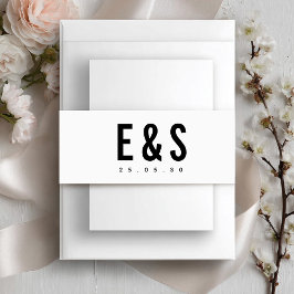 Moderne minimalistische Big Bold Monogram Chic Wed Uitnodigingen Wikkel