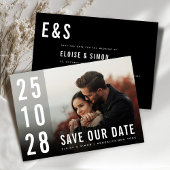 Moderne minimalistische Big Bold Monogram Foto QR- Save The Date