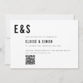 Moderne minimalistische Big Bold Monogram Foto QR- Save The Date (Achterkant)