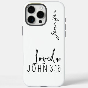Moderne minimalistische bijbelvers Johannes 3:16 i iPhone 16 Pro Max Hoesje