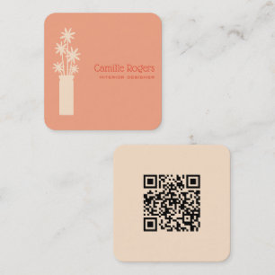 Moderne minimalistische binnenhuisarchitect met QR Vierkante Visitekaartje