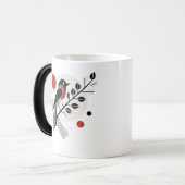 Moderne minimalistische Bird Art Mok – zwart, wit  (Voorkant links)
