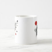 Moderne minimalistische Bird Art Mok – zwart, wit  (Center)