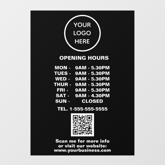 Moderne minimalistische Black Business Logo QR-cod Raamsticker (Vel)