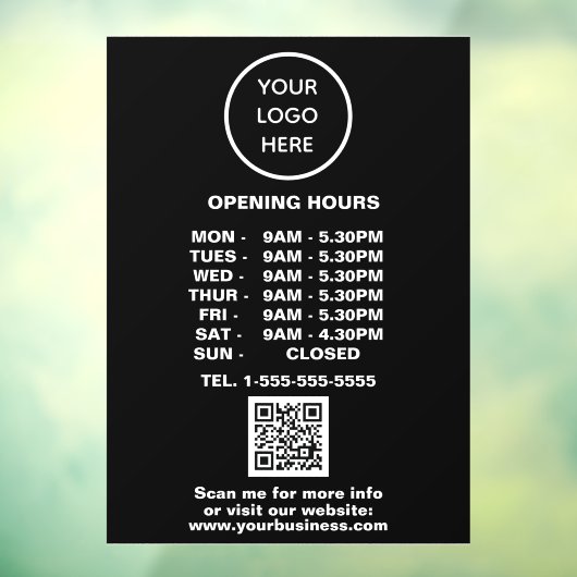 Moderne minimalistische Black Business Logo QR-cod Raamsticker (Vel 3)