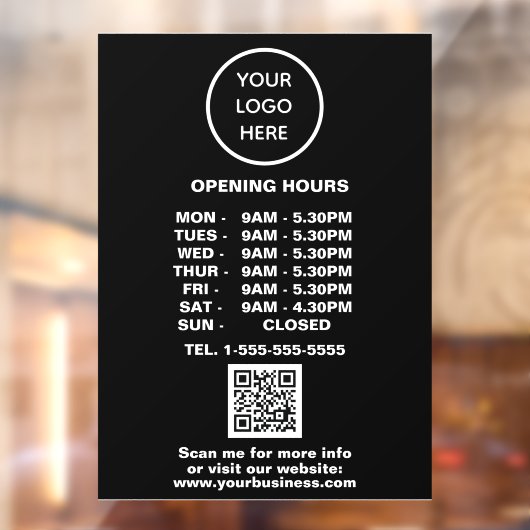 Moderne minimalistische Black Business Logo QR-cod Raamsticker (Vel 2)