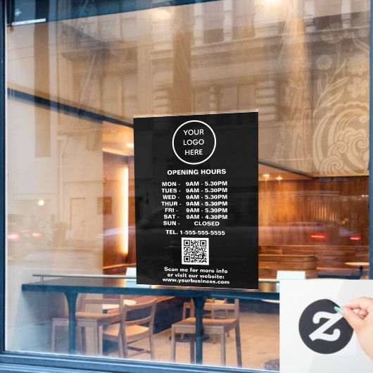 Moderne minimalistische Black Business Logo QR-cod Raamsticker (Cafe Raam)