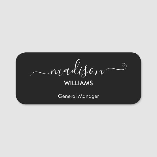 Moderne minimalistische Black Company medewerker Naamplaatje (Voorkant)