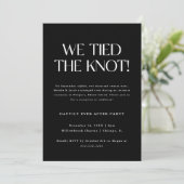 Moderne minimalistische Black Elopement bruiloft p Kaart (Staand voorkant)